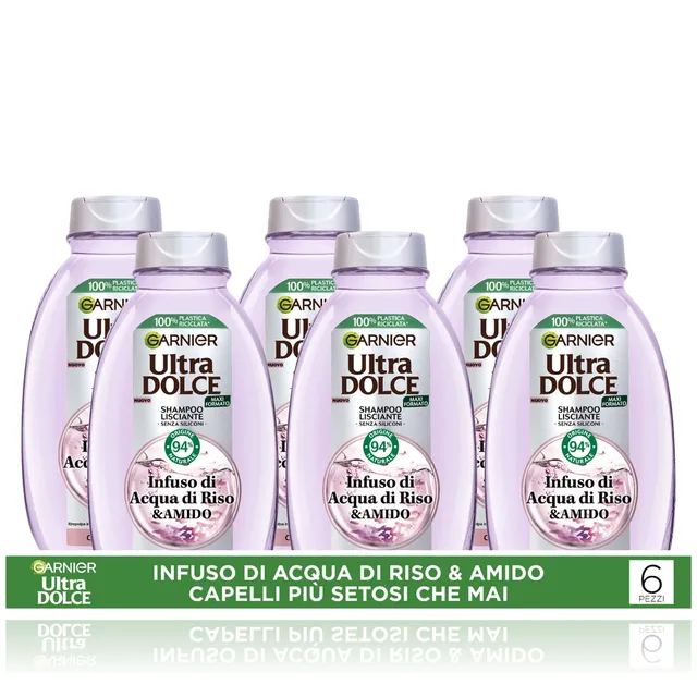 garnier-ultra-dolce-shampoo-lisciante-acqua-di-riso-e-amido-300-ml-senza-silicon image 1