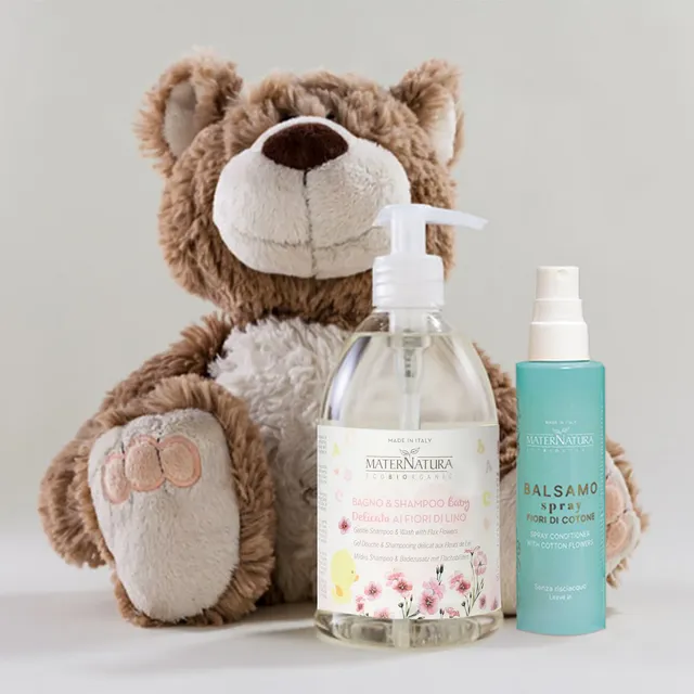 maternatura-bagno-shampoo-baby-balsamo-spray-fiori-di-cotone image 1