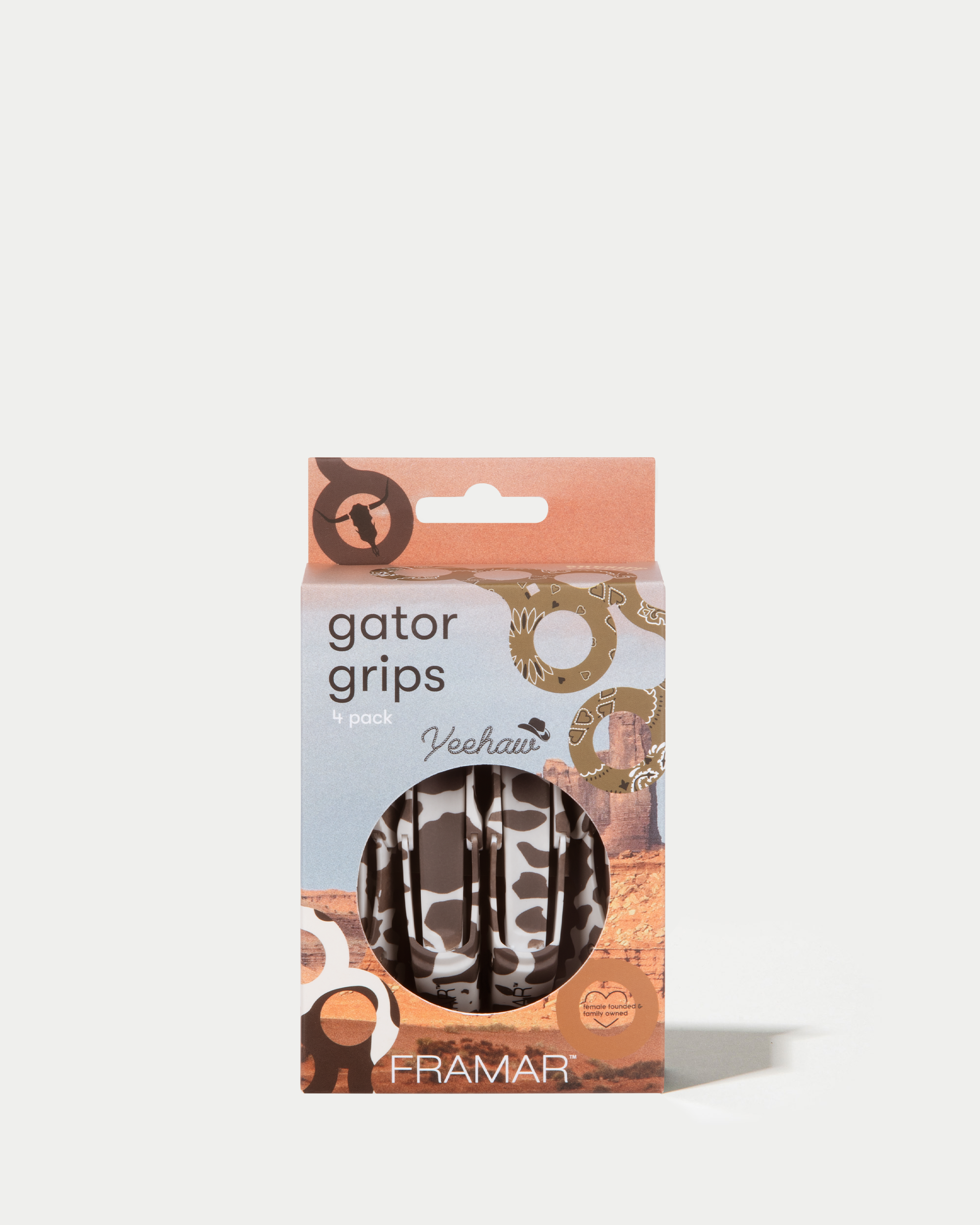 framar-gator-grip-clips-yeehaw-set-4-becchi-cow-print image 2