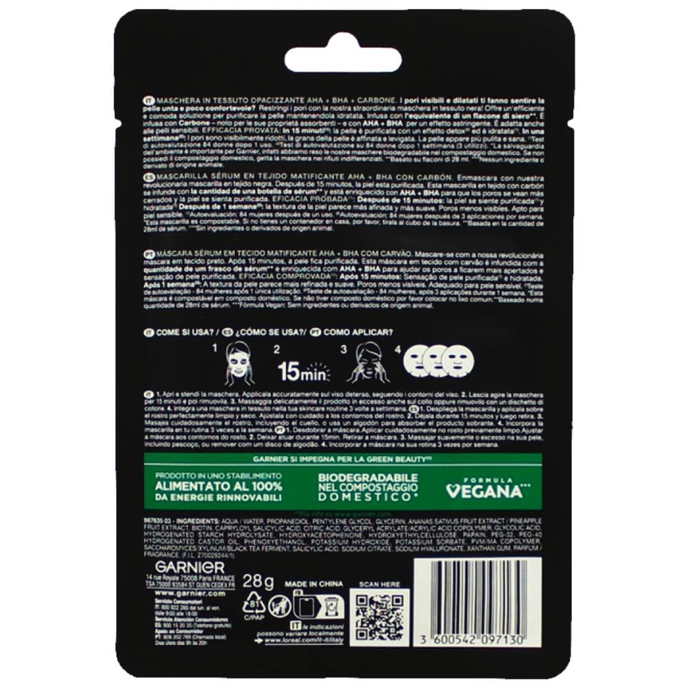 garnier-pure-charcoal-maschera-in-tessuto-viso-4-x-28-g-per-pelli-normali-o-mist image 3