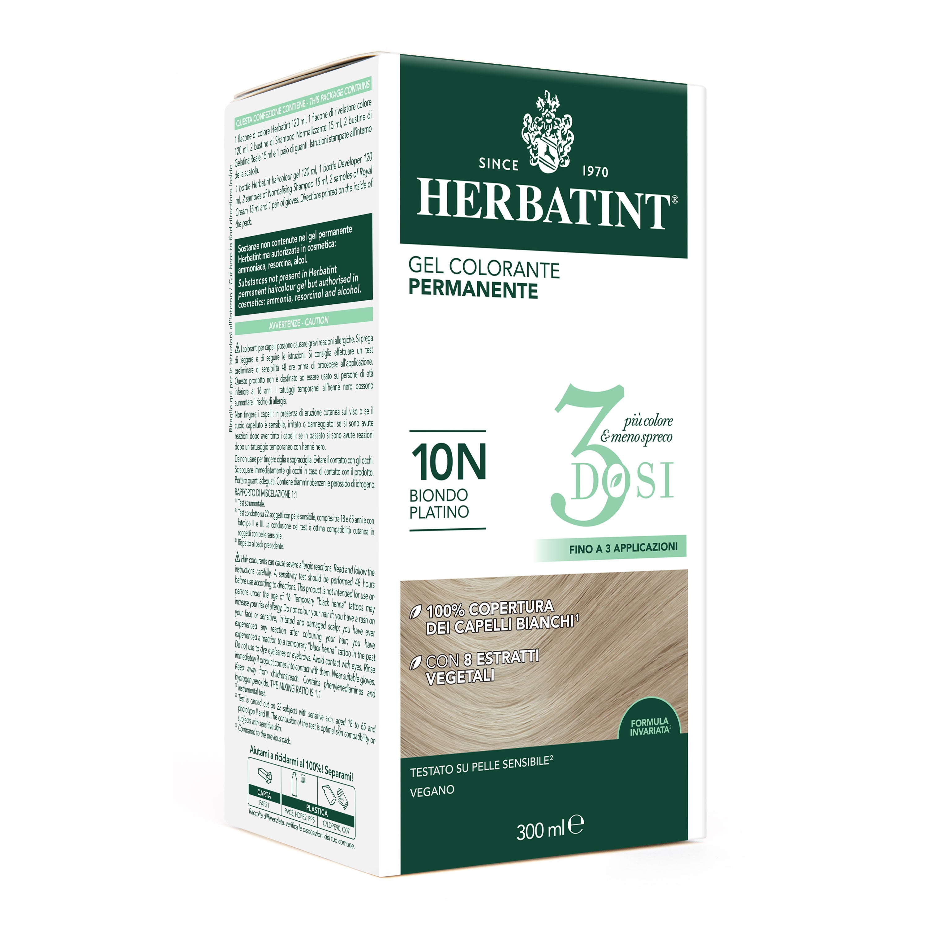 herbatint-10n-biondo-platino-gel-colorante-permanente-3-dosi-300-ml image 1