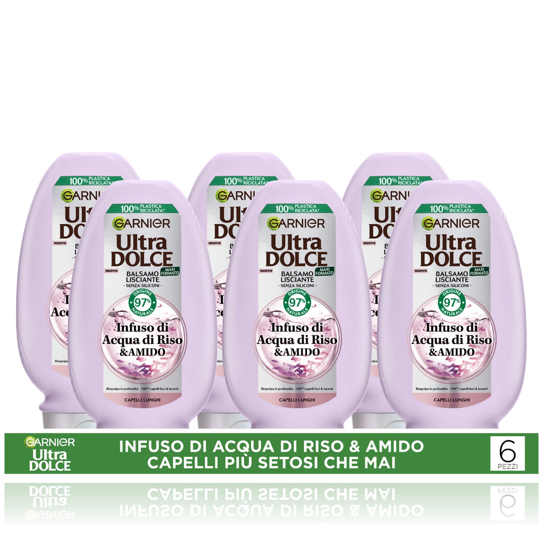 garnier-ultra-dolce-balsamo-lisciante-acqua-di-riso-e-amido-multi-pack-x6-da-250 image 1