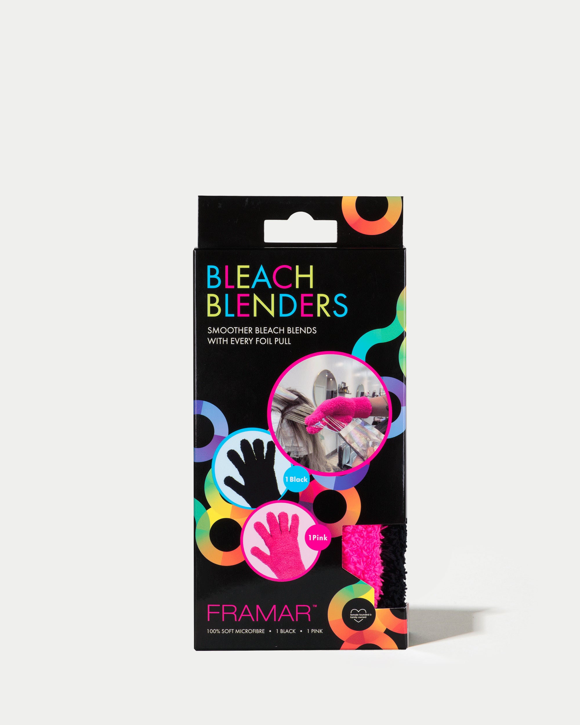framar-bleach-blenders-guanti-spugna-confezione-da-2-nero-e-rosa image 2