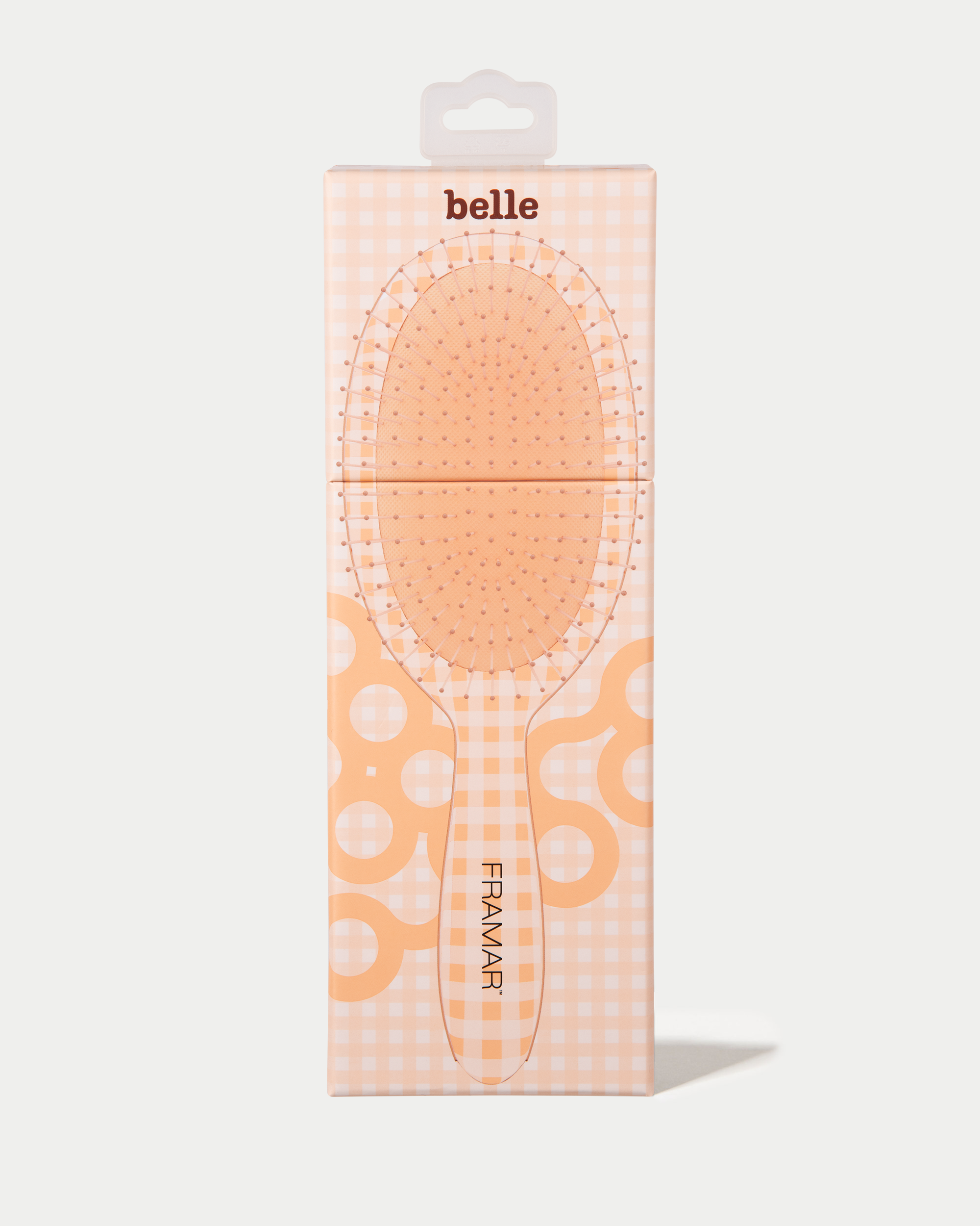 framar-peach-please-belle-detangle-brush-spazzola-districante-gingham-pesca image 3