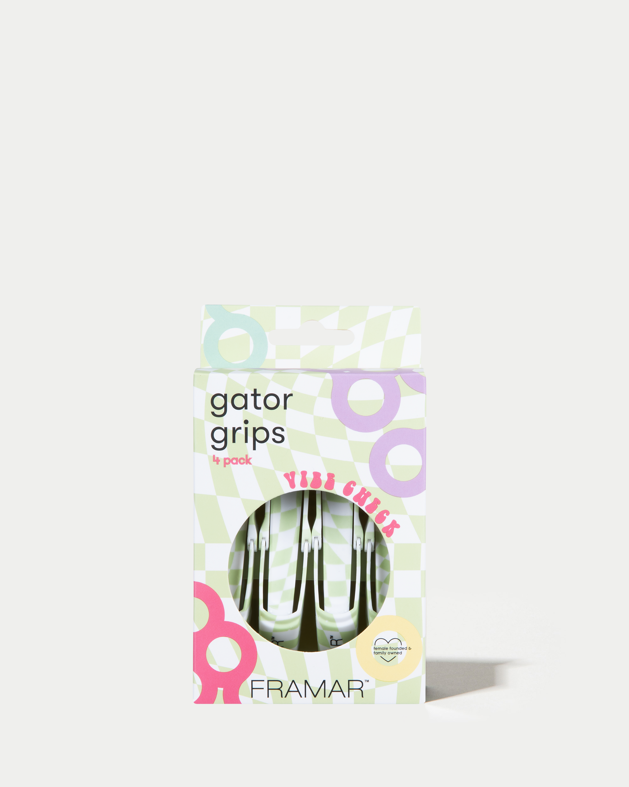 framar-gator-grip-clips-vibe-check-4-pezzi-green-checker image 2