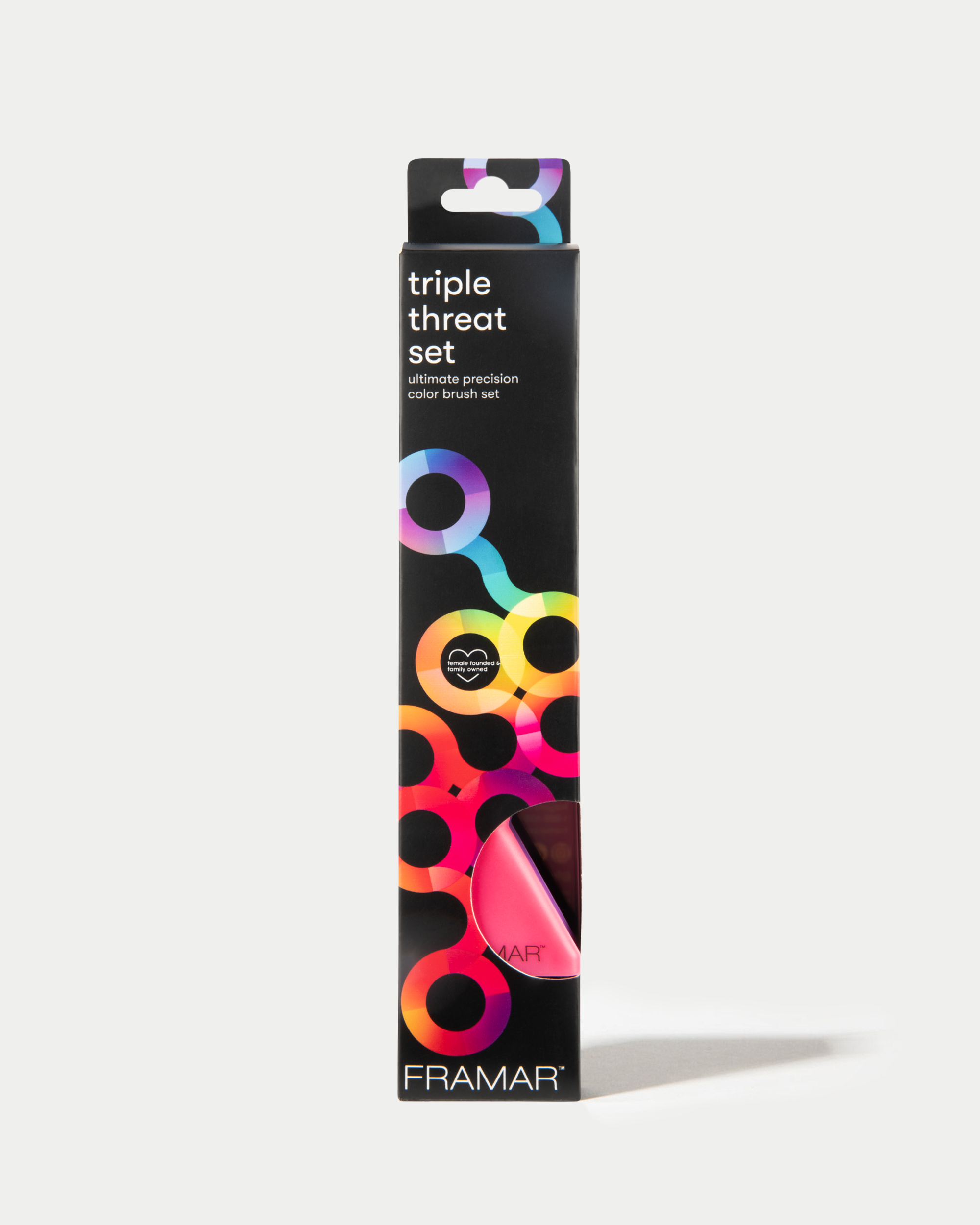 framar-triple-threat-set-set-3-pennelli-tinta-nero-rosa-viola image 2