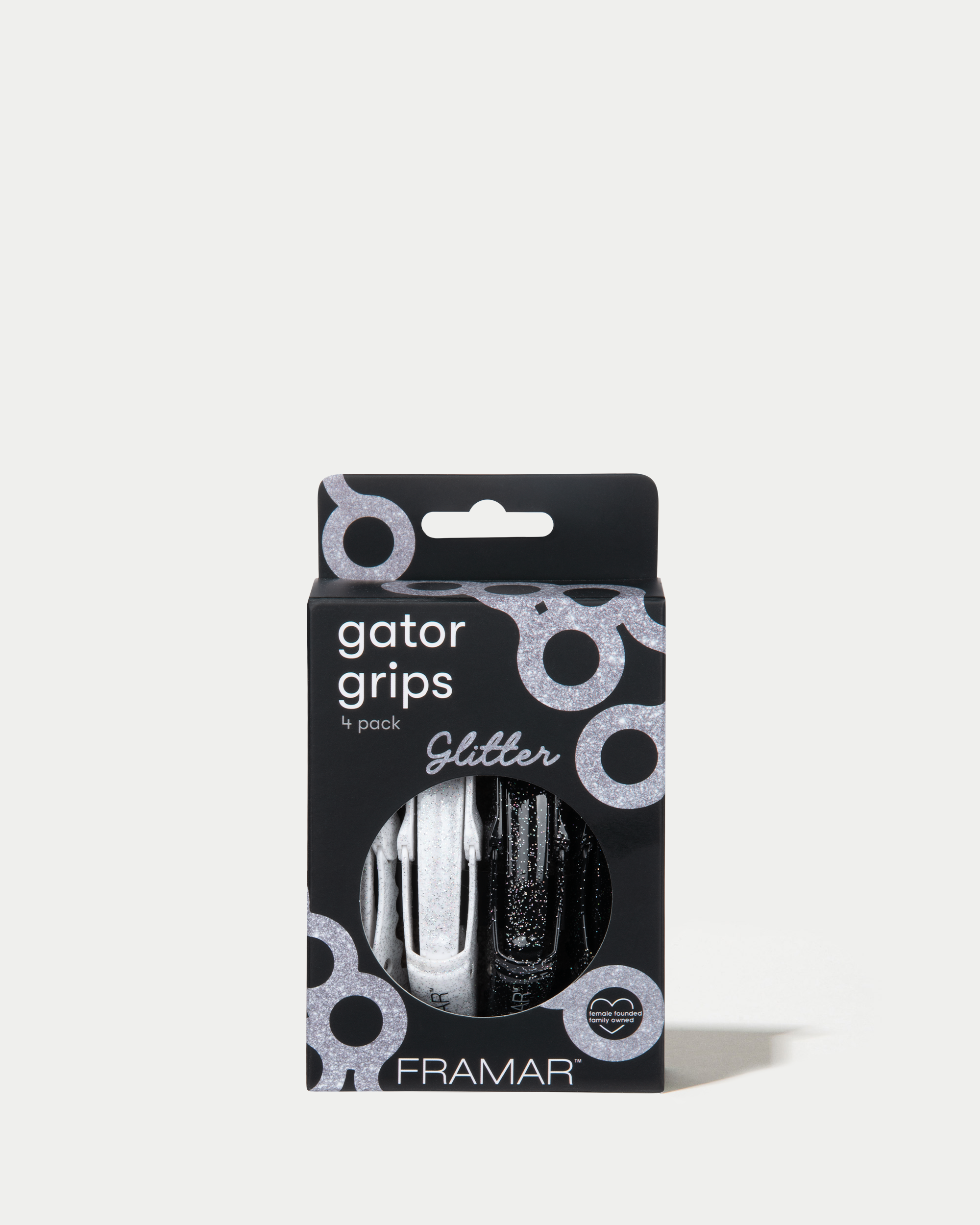 framar-gator-grip-clips-glitter-nero-e-bianco-4-pz image 2