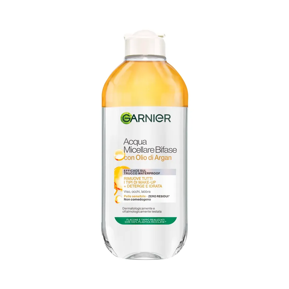 garnier-acqua-micellare-bifase-con-olio-di-argan-waterproof-400-ml image 1