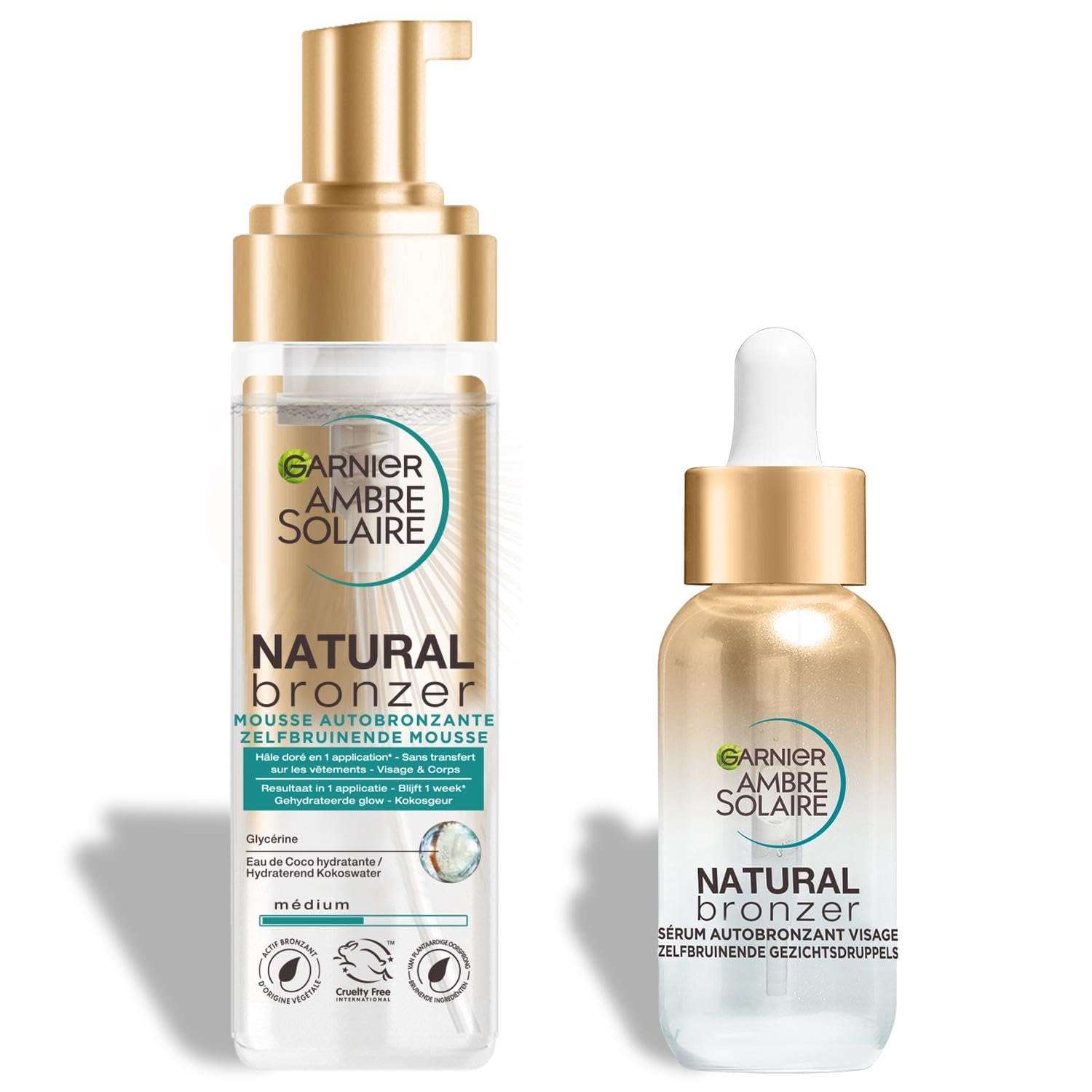 garnier-ambre-solaire-cofanetto-autoabbronzante-schiuma-siero-viso-e-corpo image 1