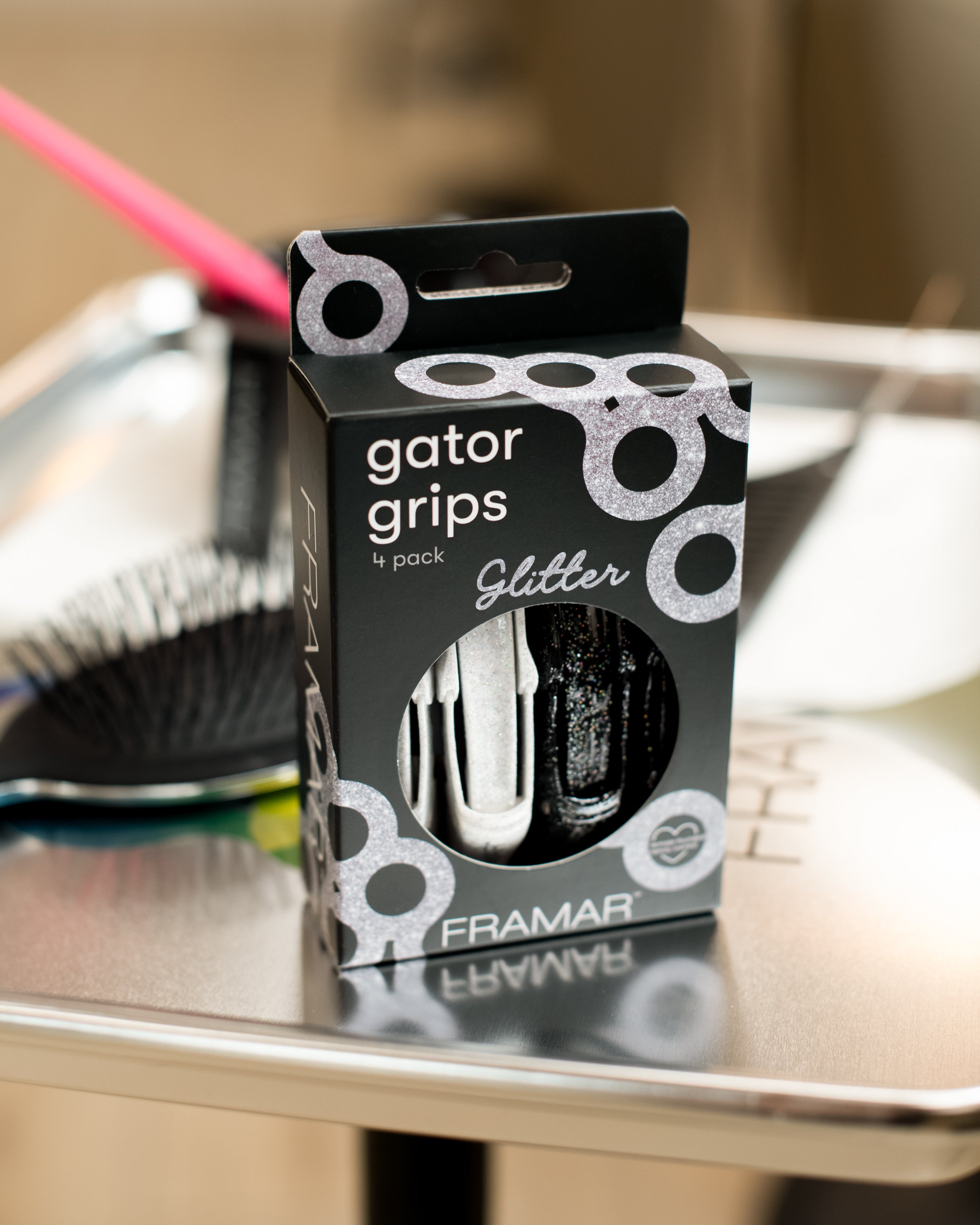 framar-gator-grip-clips-glitter-nero-e-bianco-4-pz image 4