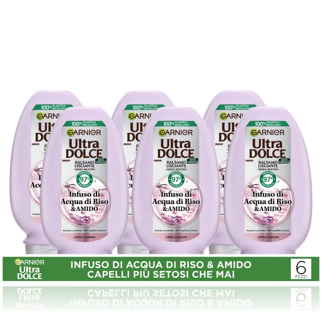 garnier-ultra-dolce-balsamo-lisciante-acqua-di-riso-e-amido-multi-pack-x6-da-250 image 1