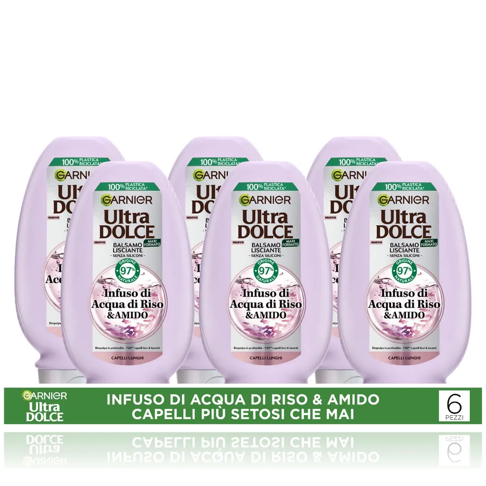 garnier-ultra-dolce-balsamo-lisciante-acqua-di-riso-e-amido-multi-pack-x6-da-250 image 1