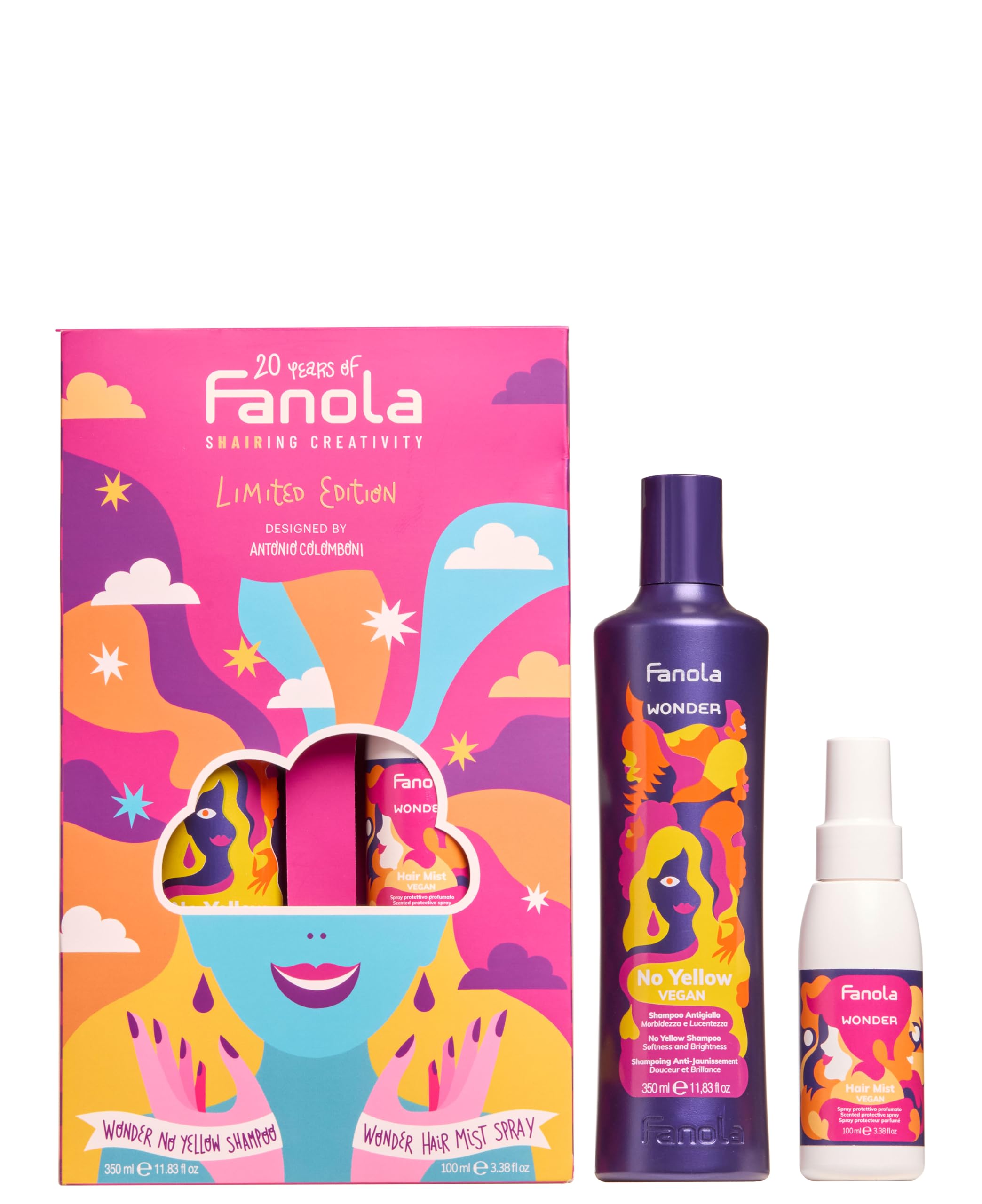 fanola-wonder-no-yellow-kit-shampoo-350-ml-spray-100-ml-edizione-20-anni image 1