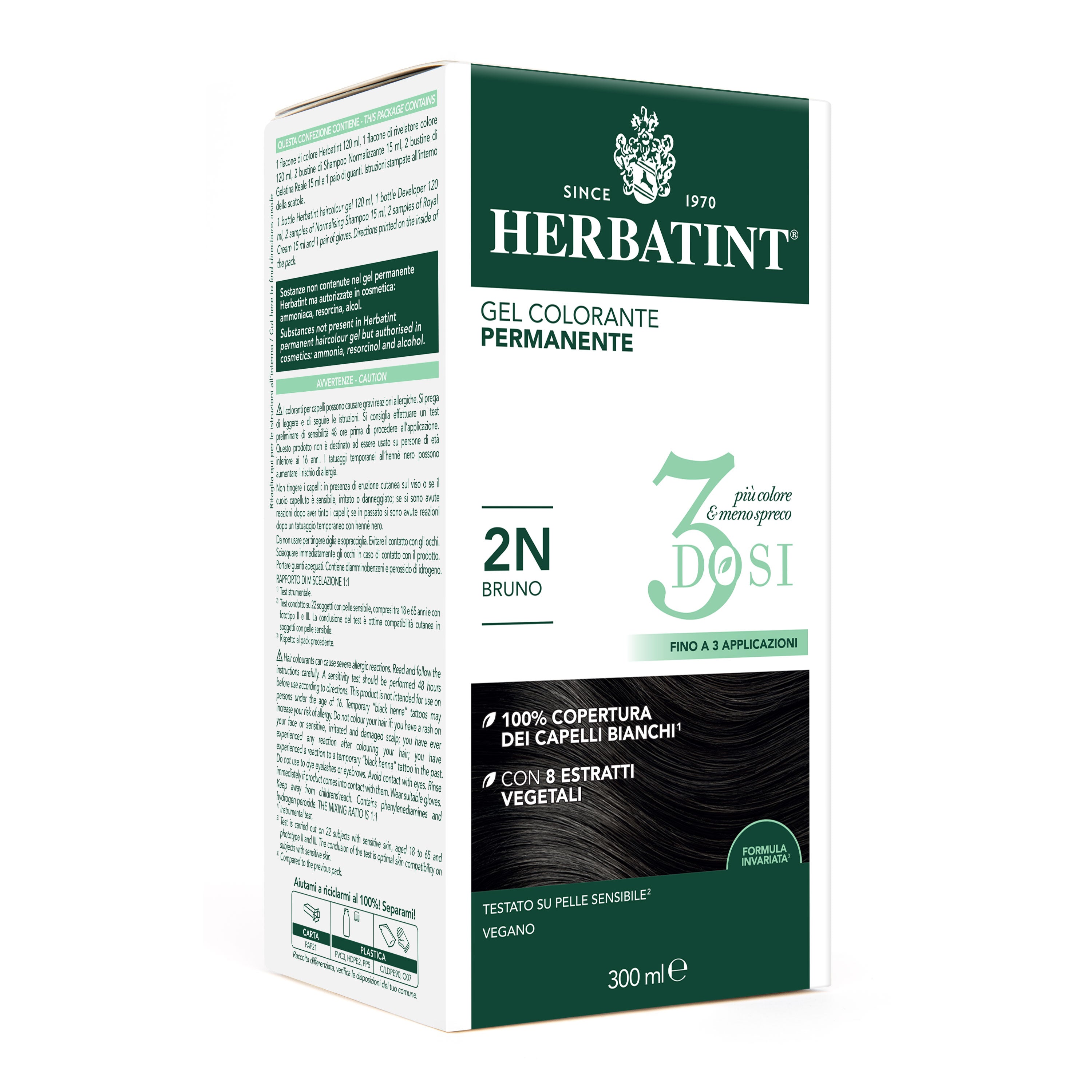 herbatint-gel-colorante-permanente-3-dosi-2n-bruno-300-ml image 1