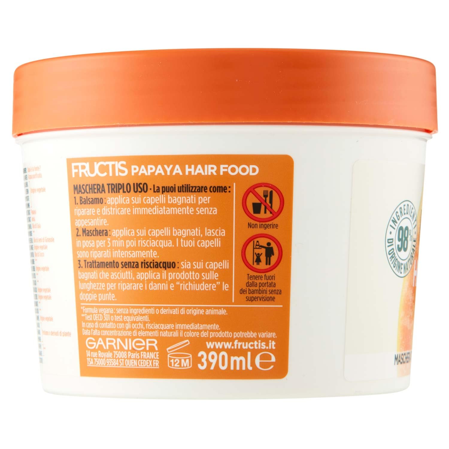 garnier-fructis-hair-food-maschera-3-in-1-papaya-riparatrice-390-ml image 2