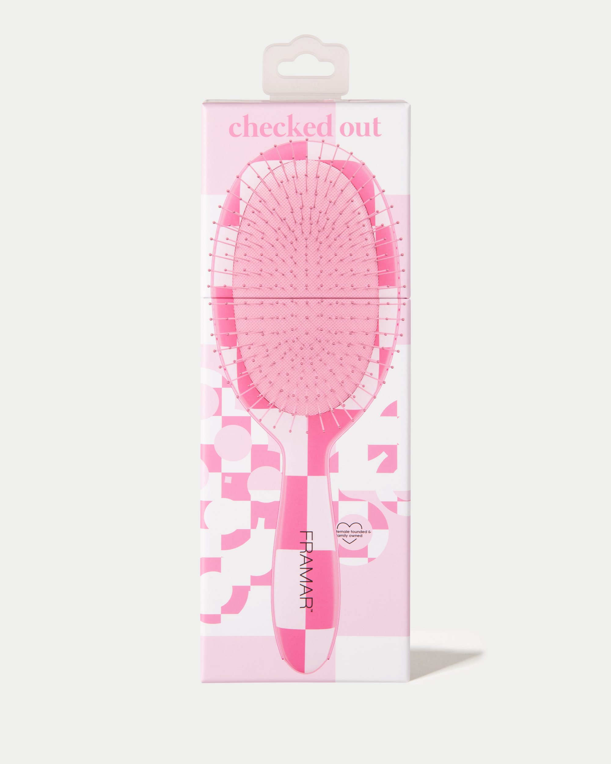 framar-checked-out-pink-detangle-brush-spazzola-districante-quadretti image 3
