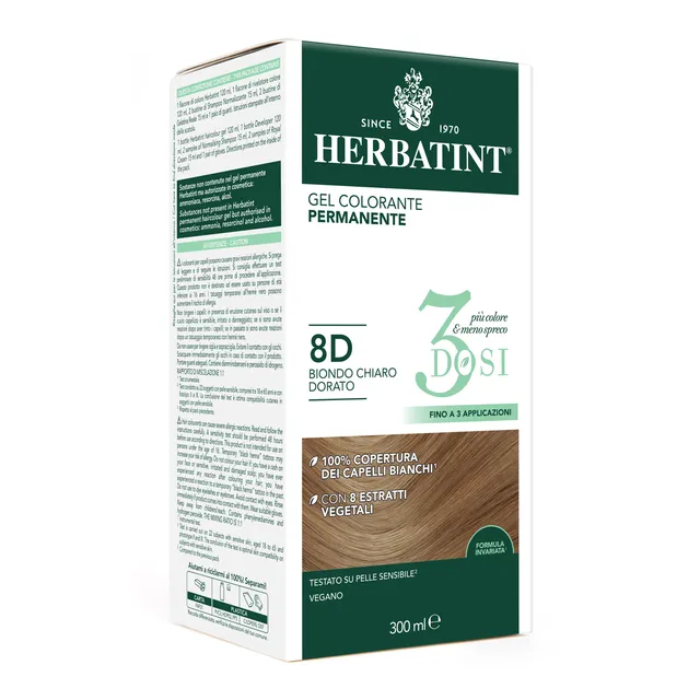 herbatint-gel-colorante-permanente-3dosi-8d-biondo-chiaro-dorato-300-ml image 1