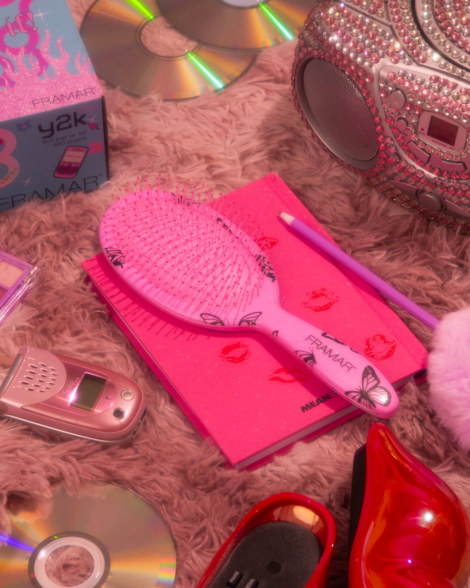 framar-y2k-detangle-brush-spazzola-districante-pink-glitter image 5