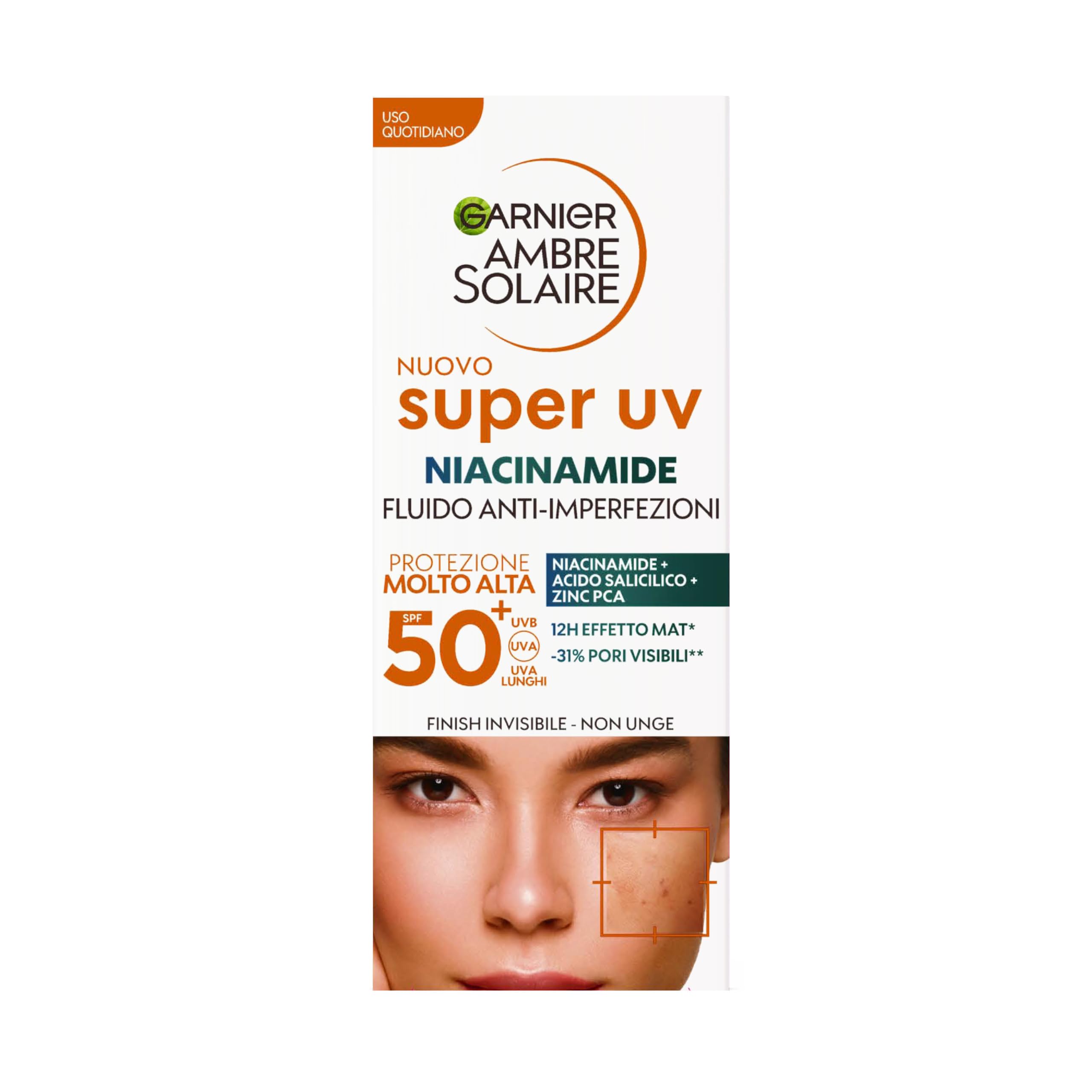 garnier-ambre-solaire-super-uv-fluido-viso-anti-imperfezioni-spf-50-40-ml image 2