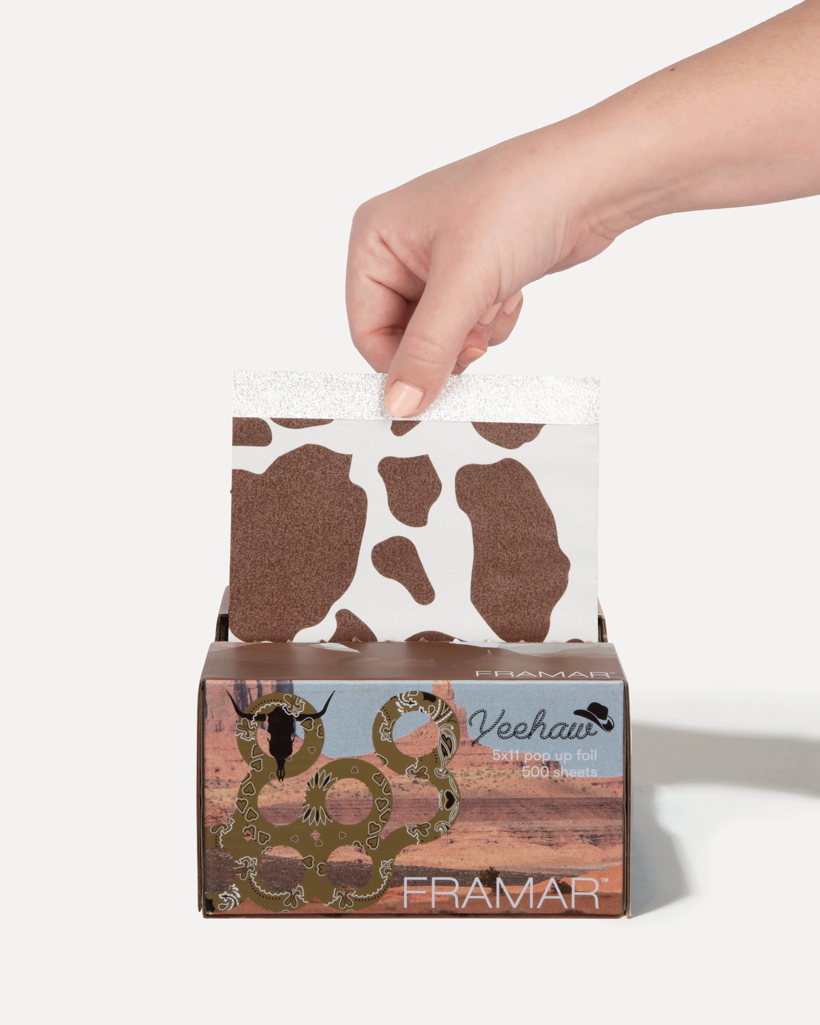 framar-yeehaw-pop-up-foil-5x11-500-fogli-prestagliati-cow-print image 2